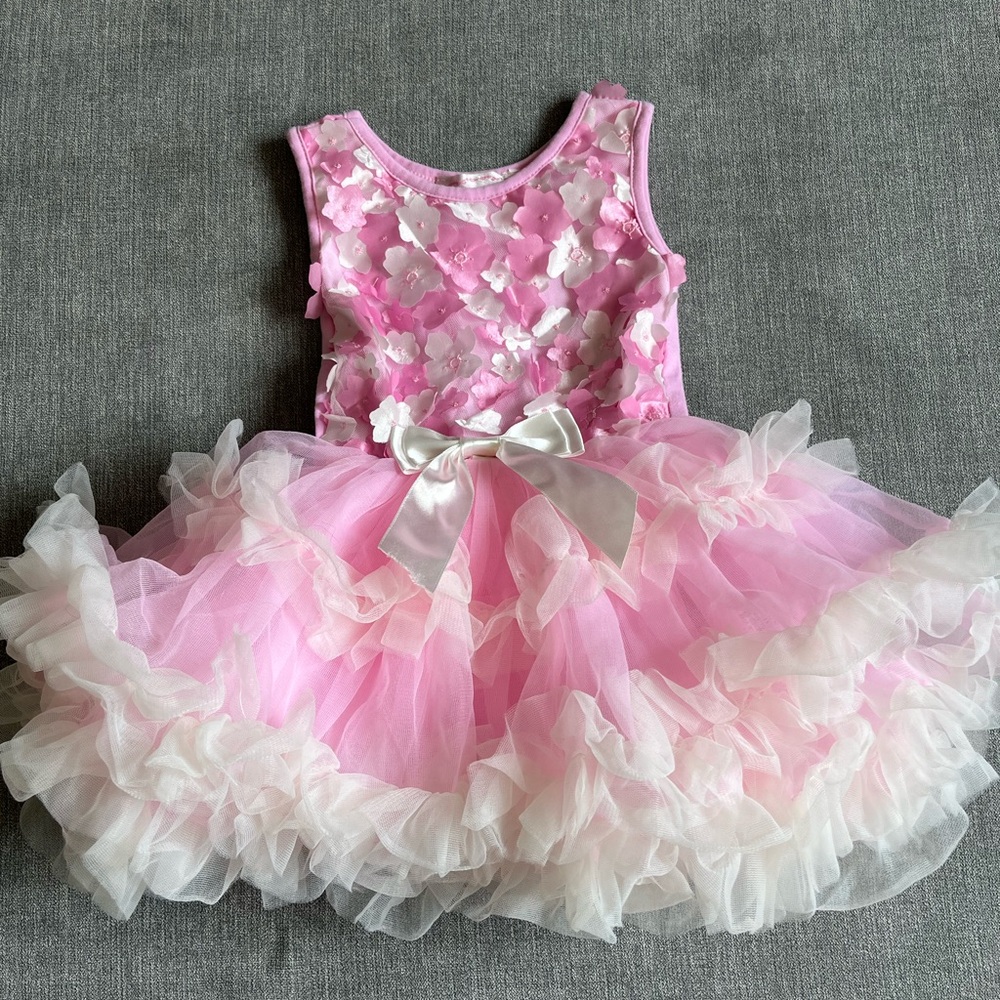 POPATU Pink and White Floral Tulle Dress